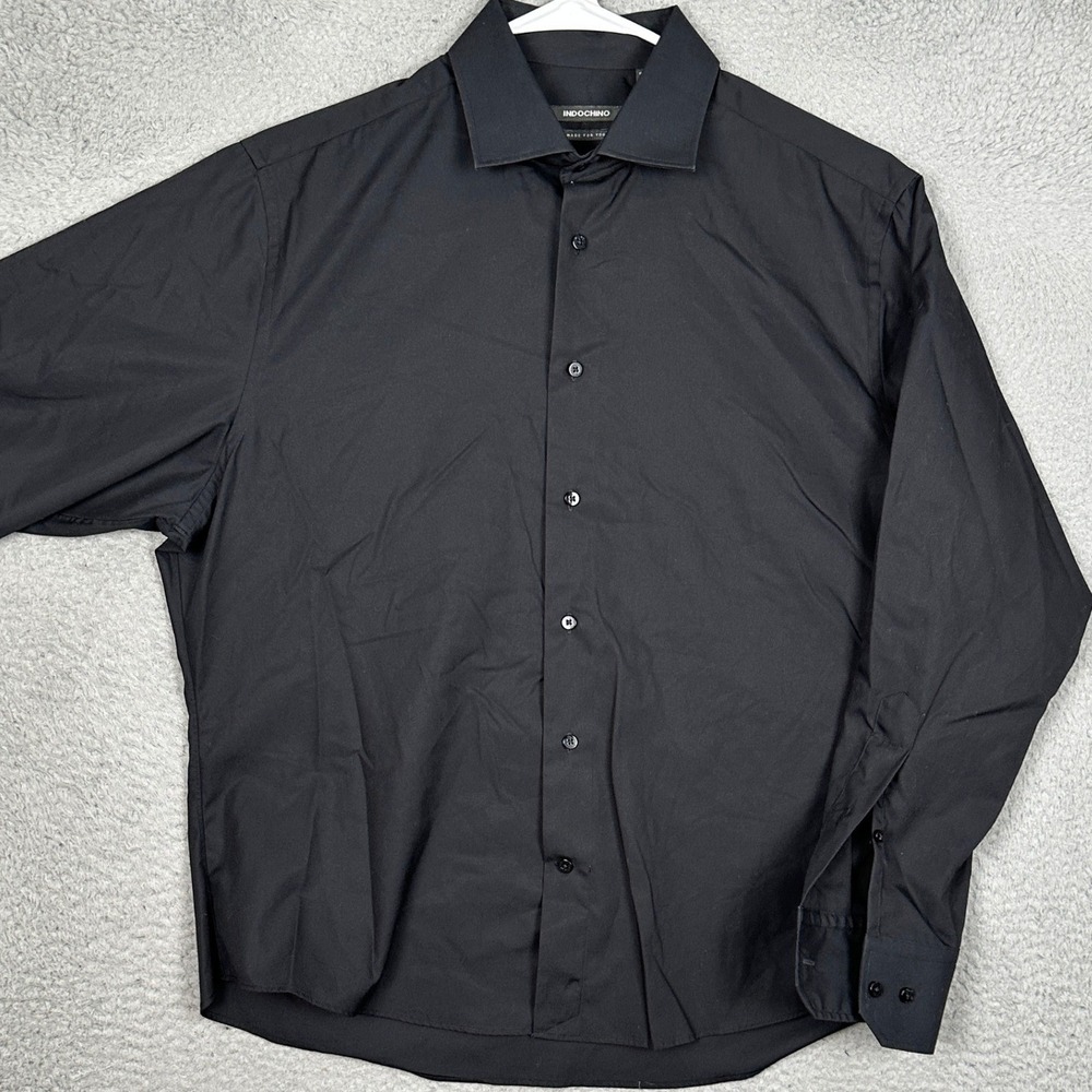 Indochino Shirt Mens XL Custom Tailored Fit Black Dress Long Sleeve Button Up